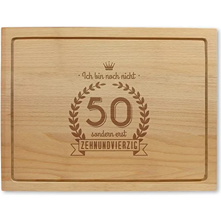 Holzschneidebrett mit Gravur - 50. Geburtstag, ca. 40 x 30 x 2 cm, Made in Austria, Nachhaltige Geschenkidee
