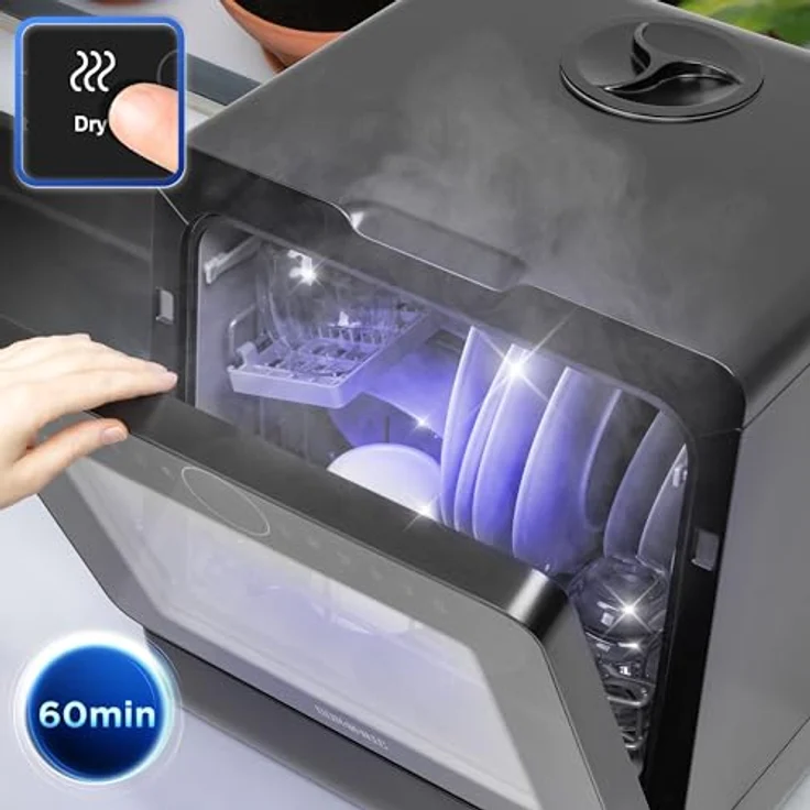 Duronic DW5 BK Tischgeschirrspüler, Mini Geschirrspüler für 3 Gedecke mit 6 Programmen und 5 l Wassertank, ideal für Wohnmobil, Küche, Camping oder Büro – Bild 7