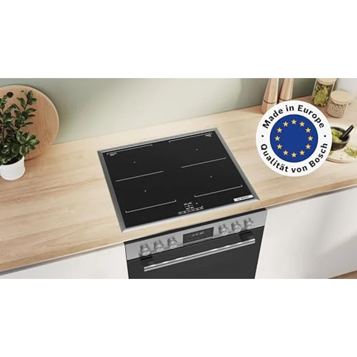 Bosch HND677LS62 Einbauherd-Set, HEG578BB4 Herd 60x60 cm mit 10 Heizarten, pyrolytischer Selbstreinigung & NVQ645CB6E Induktionskochfeld mit Combi Zone, Edelstahlrahmen – Bild 2
