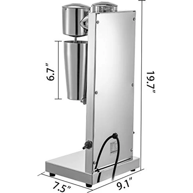 VEVOR Getränkemixer 150W, Milchshaker Elektrisch 800ml, Doppelköpfe, Silbrig – Bild 2