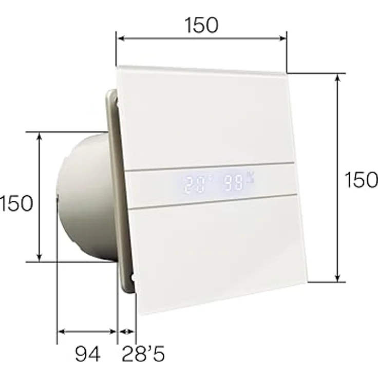 Ventilator Lüfter Badlüfter CATA E-100 GTH Timer - Nachlauf - Hygro - Feuchtesteuerung Feuchtesensor LED – Display Glasfront stark 115 m³-h - sehr leise 31 dB - energiesparend 8W - Kugellager - 2 Stufen - inkl. Dauerlauf – Bild 6