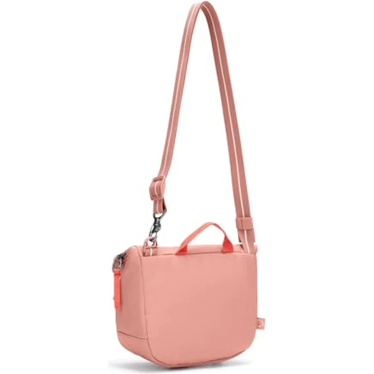 Pacsafe Go Saddle Crossbody Bag, Umhängetasche mit RFID-Blocker und Schlitzschutz, altrosa, 5-7 l Volumen – Bild 4