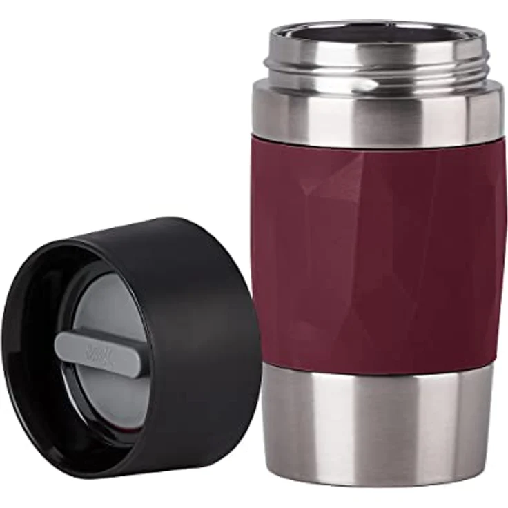 Emsa N21609 Travel Mug Compact Thermo-/Isolierbecher aus Edelstahl | 0,3 Liter | 3h heiß | 6h kalt | BPA-Frei | 100% dicht | auslaufsicher | spülmaschinengeeignet | 360°-Trinköffnung | Weinrot – Bild 2