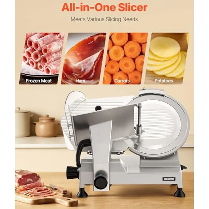 VEVOR Allesschneider Elektrisch SY-300A, 400 W Fleischschneider mit 30 cm Kohlenstoffstahl-Klinge, abnehmbar, 0–15 mm Schnittstärke, ideal für gefrorenes Fleisch und Baguette – Bild 5