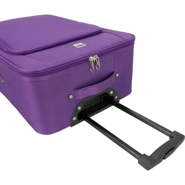 SIGN Stoffkoffer Trolley Reisekoffer Inline Rollen (Lila, 4er Set) - Leichtes Weichgepäck mit Teleskopstangen und stapelbarem Design – Bild 4