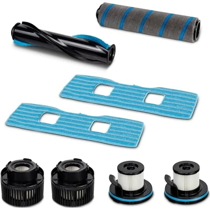 MEDION Zubehör Ersatz für Akku Stabstaubsauger P350 W & P400 W, 1x Standardbürste, 1x Hartbodenbürste, 2X Wischtuch, 2X Außenfilter, 2 x Innenfilter, Zubehörset 1 – Bild 1