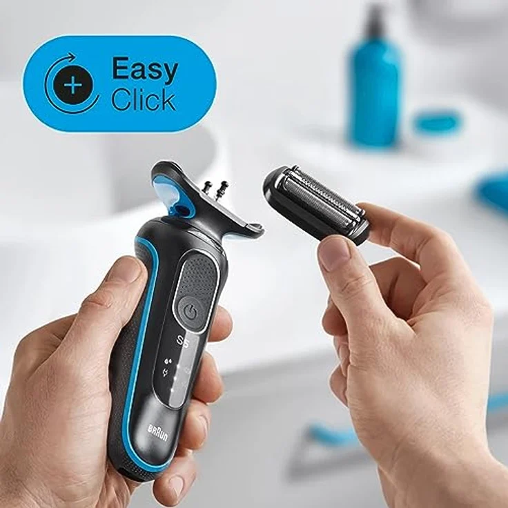 Braun Series 5 Rasierer für Herren, Elektrorasierer, EasyClean, Wet & Dry, wiederaufladbar & kabellos, Geschenk Mann, 51-B1000s, blau – Bild 4