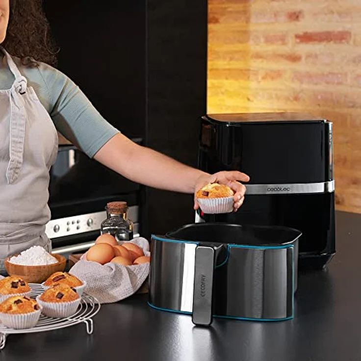 Cecotec Heißluftfritteuse 5,5 L Cecofry Full InoxBlack Pro 5500. 1700 W, Fritteuse ohne Öl, Diät und Digital, Touchpad, Edelstahl-Finish, PerfectCook-Technologie, Thermostat, 8 Modi – Bild 4