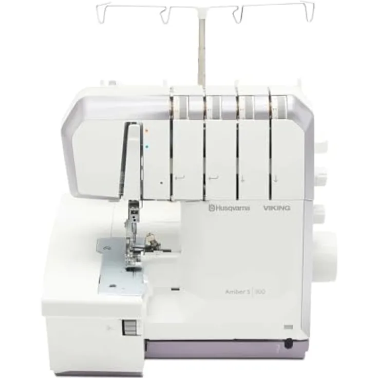 Husqvarna Viking Overlock-Nähmaschine Amber S 300, 2-, 3- und 4-Faden-Nähte, hohe Nähgeschwindigkeit bis 1500 Stiche/min, beleuchteter Greiferbereich