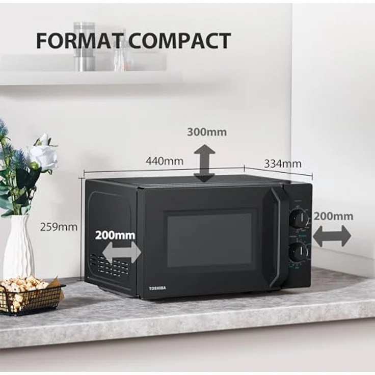 Toshiba MW2-MG20PF Mikrowelle mit Grill, Standgerät, 800 Watt, 20 Liter Garraum, schwarz – Bild 7