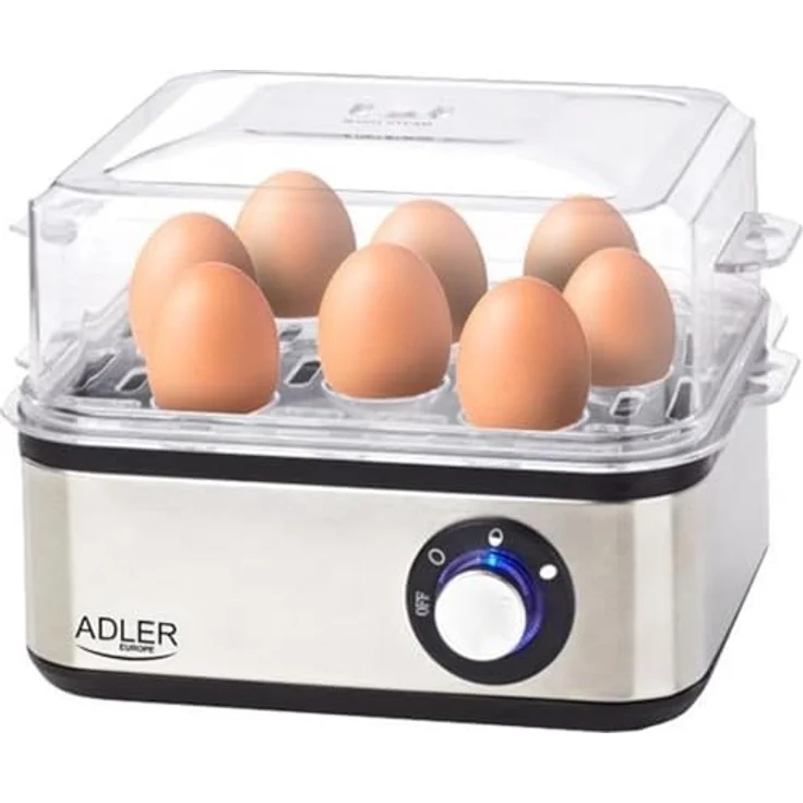 Adler Elektrischer Eierkocher | 1-8 Eier | Eier 500 Watt | Edelstahlheizplatte | Automatische Abschaltung | Kontrollleuchte | Überhitzungsschutz | Eier Kocher | Egg Cooker | – Bild 2
