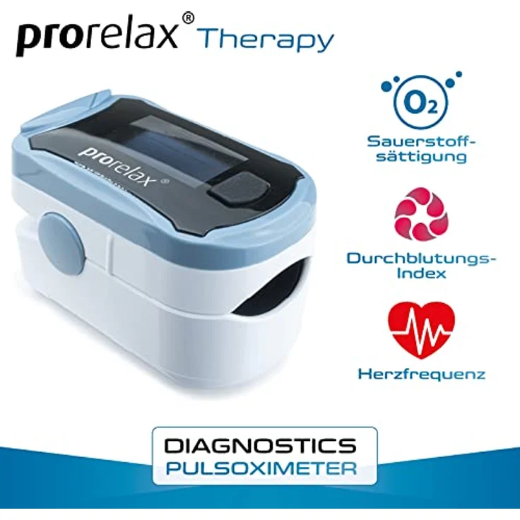 prorelax Pulsoximeter | Zur Selbstkontrolle von Herz-Frequenz, Puls-Frequenz und arterieller Sauerstoffsättigung | Einfache Messung am Finger | LED-Display mit großen Ziffern – Bild 2