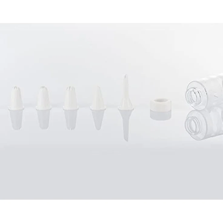 Westmark Garnierspritze mit 5 Verschiedenen Form-Tüllen, Füllvolumen: 100 ml, Kunststoff, Transparent-Weiß, 30772270 – Bild 6