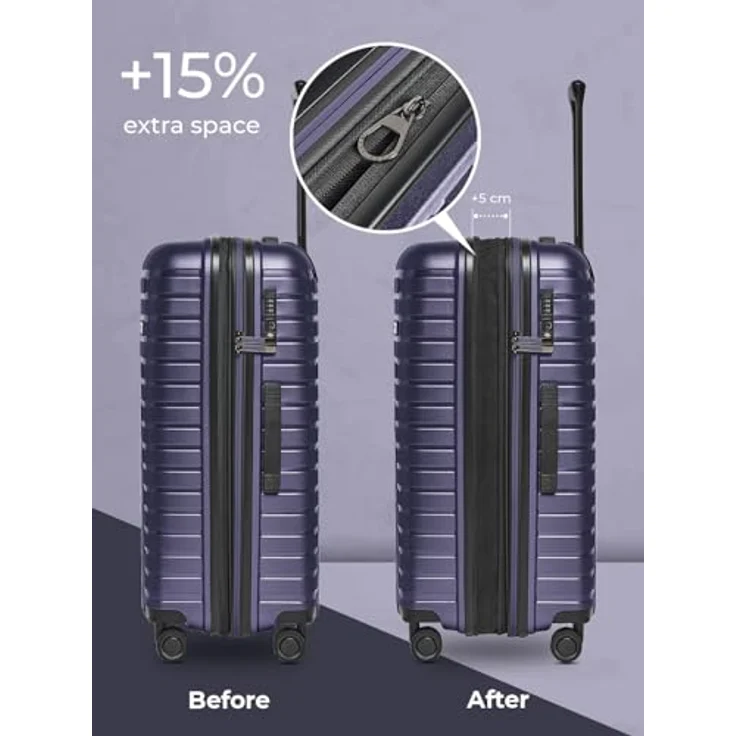 Pactastic Collection 04 THE MEDIUM, 4 Rollen Trolley M 66 cm mit Dehnfalte, lila metallic, 100% Polypropylen – Bild 4