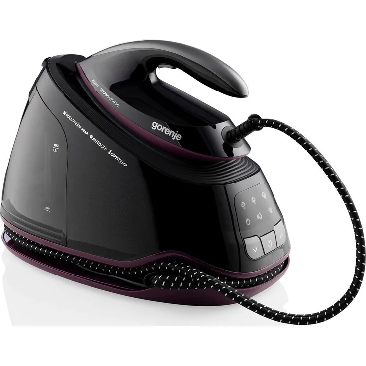 GORENJE Dampfbügelstation SGD3000BKV STEAM SUPREME, 3000 W, 1500 ml Wassertank, Schwarze Keramik-Bügelsohle, kontinuierlicher Dampf 160 g/min, Dampfstoß 480 g/min