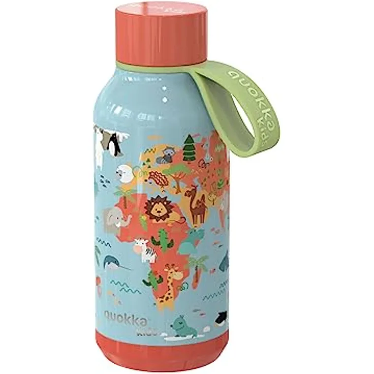 Quokka KIDS SOLID MAP OF LIFE, Thermosflasche 330 ML mit hochwertigem Anti-Leak-Verschluss und doppelwandiger Vakuumisolierung, BPA-frei