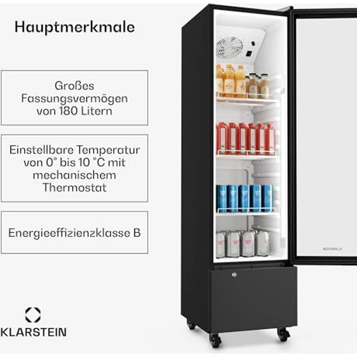 Klarstein GrandCooler 180L, Gastro Getränkekühlschrank mit LED-Innenbeleuchtung, 163.5 cm hoch, 43 cm breit – Bild 2