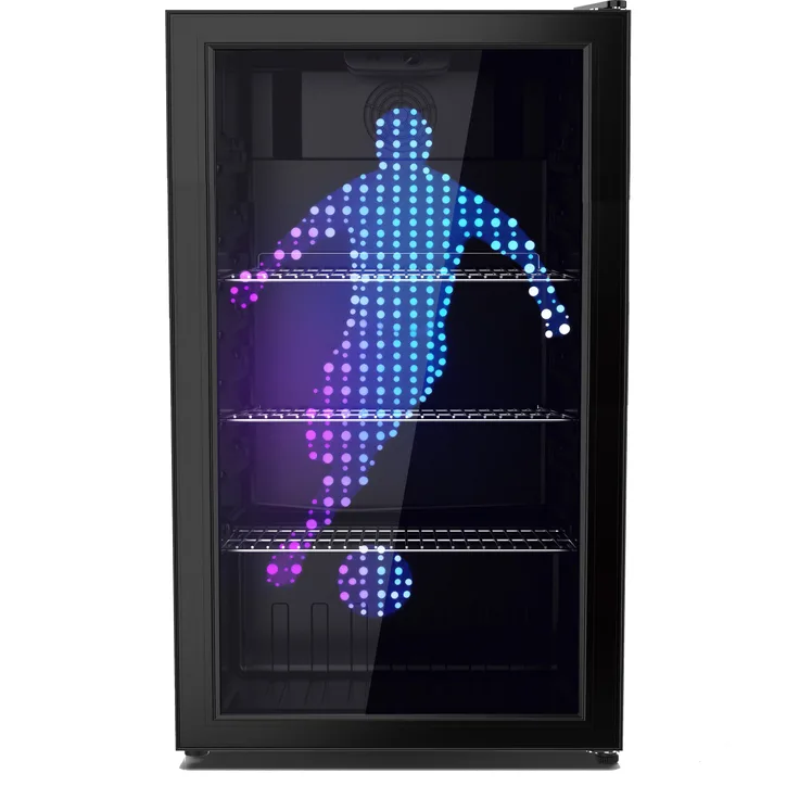 PKM GKS83FC1 Flaschenkühlschrank, 89 Liter, Touch Control, Umluft-Kühlung, blaue LED-Beleuchtung, Schwarz