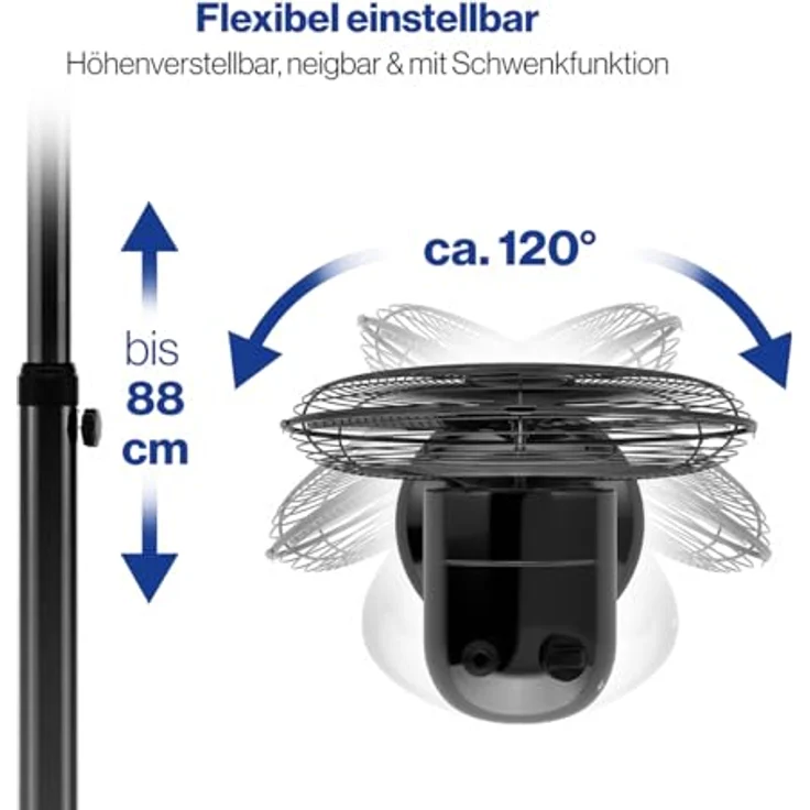 ProfiCare® Standventilator PC VL 3064 M S Schwarz | Schwenkfunktion | leise Ø 40cm | höhenverstellbar | Neigungswinkel verstellbar – Bild 4