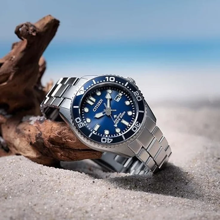Citizen Watch BN0260-54L, Analoguhr mit Eco-Drive-Technologie, blaues Zifferblatt, silbernes Edelstahlarmband, wasserdicht bis 20 bar, Kalenderfunktion – Bild 4