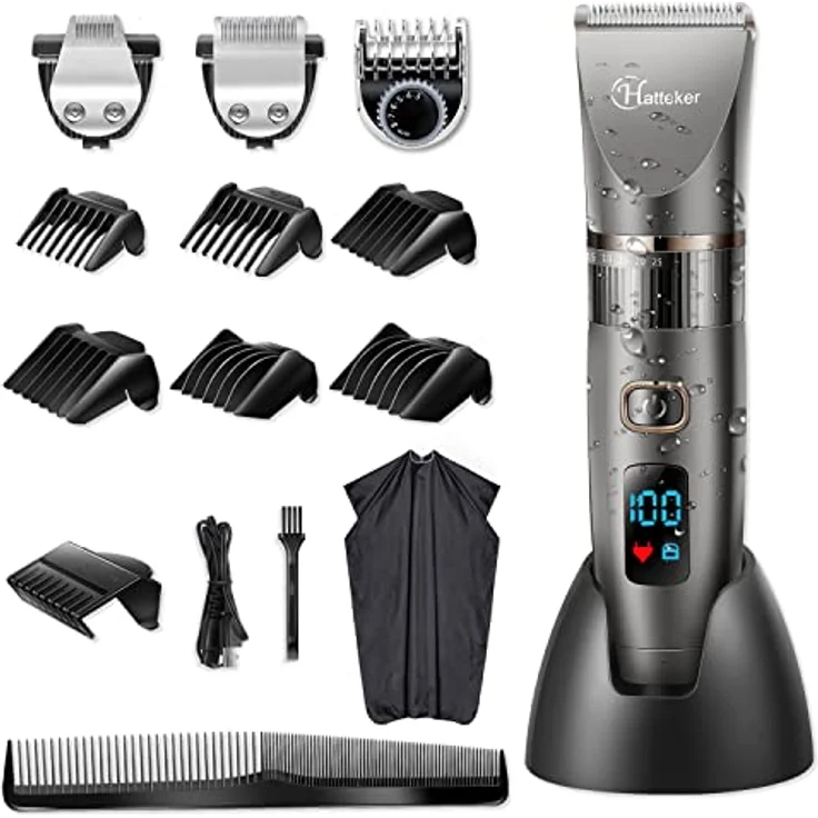 Hatteker Haarschneidemaschine Profi Haarschneider Herren Haartrimmer Bartschneider Barttrimmer Präzisionstrimmer Langhaarschneider Wasserdicht 3 In 1 – Bild 1