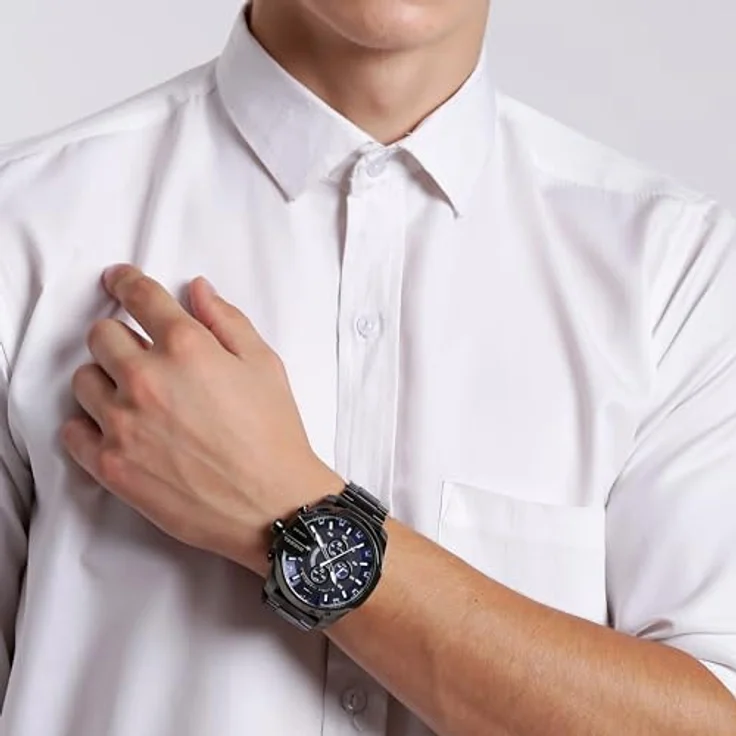 Diesel Herren Mega Chief Chronograph DZ4329, 51 mm Gehäusegrösse Edelstahluhr – Bild 5