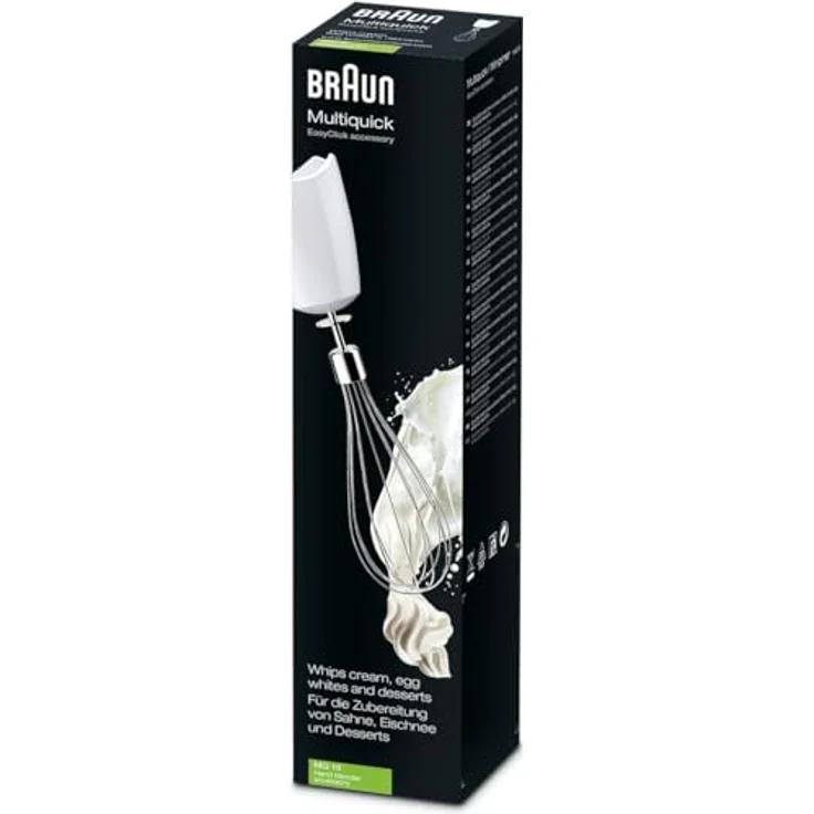 Braun Edelstahl Schneebesen Aufsatz MQ 10 - Stabmixer Zubehör kompatibel mit Braun MultiQuick 3 - 7 mit EasyClick System, weiß – Bild 3