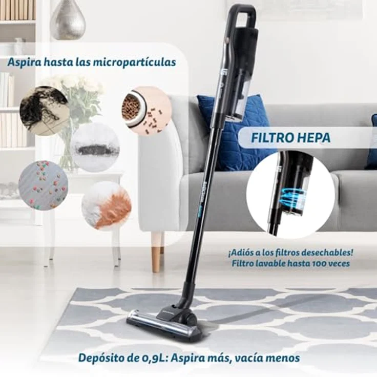 Grunkel ASP-Easy 600w Roller, Vertikaler Kabelstaubsauger, Schwarz mit HEPA-Filter und großem Behälter – Bild 3