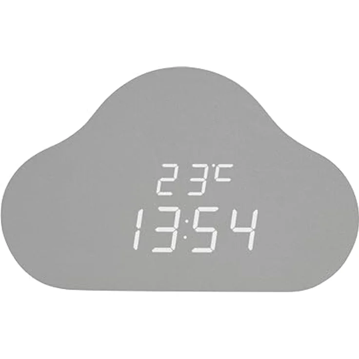 TFA Clocco Cloud, Digitalwecker und Raumthermometer in Wolkenform mit Dimmfunktion und grauer MDF-Oberfläche – Bild 2