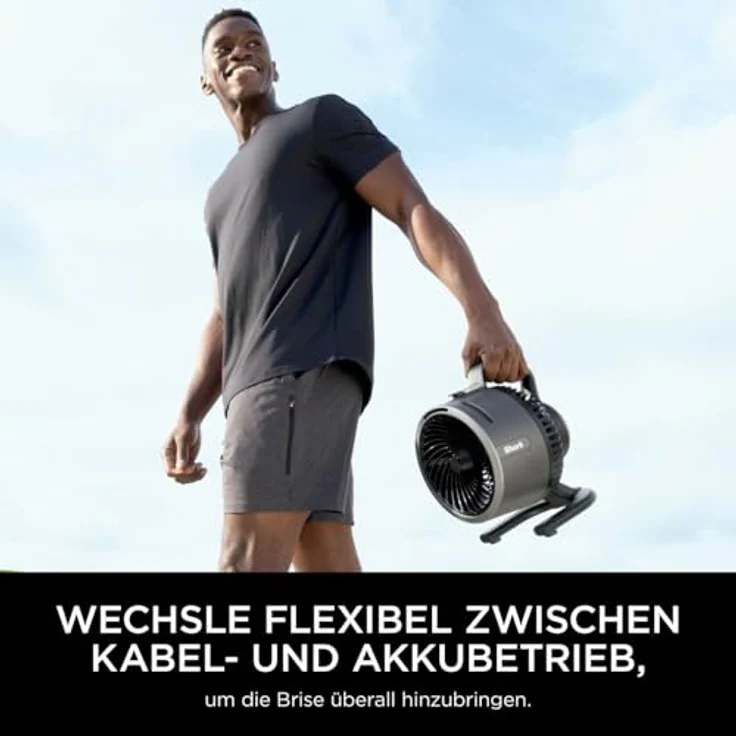 Shark FlexBreeze HydroGo Starker Ventilator mit Sprühnebel, Kühlung für drinnen & draußen, leise & langlebig, kabelgebunden & kabellos, kompakt & leicht, bis zu 20 m Luftstrom, Anthrazit FA050EU – Bild 9