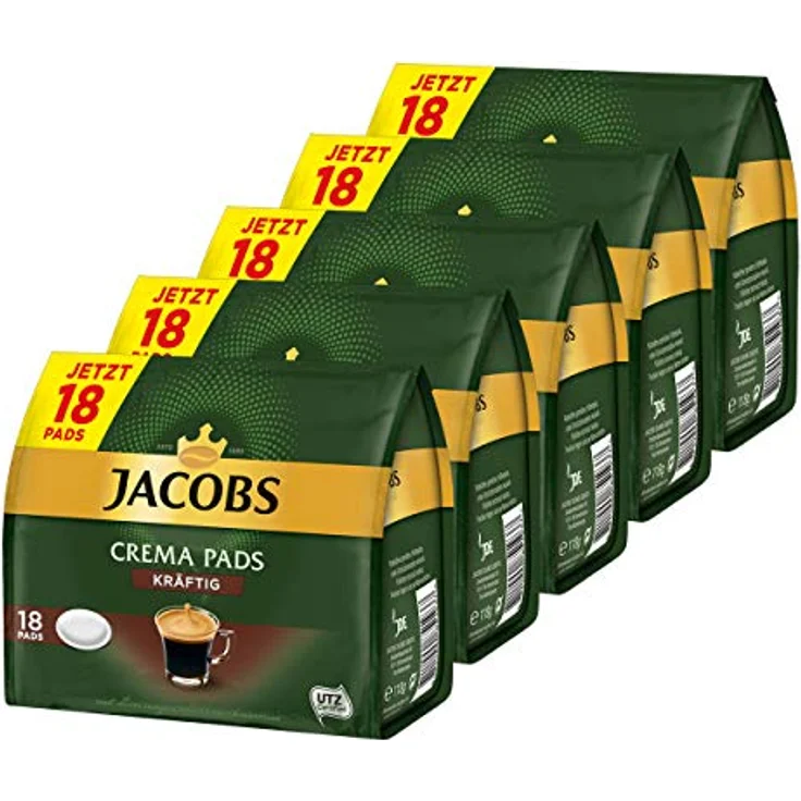 Jacobs Kaffeepads Crema Kräftig, 80 Senseo kompatible Pads, 5er Pack, 5 x 16 Getränke – Bild 2