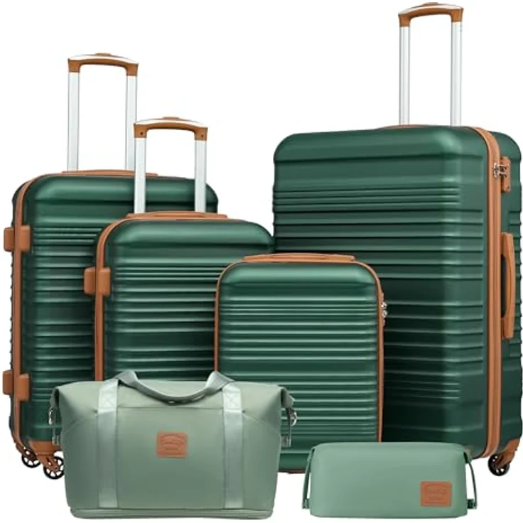 COOLIFE Koffer Set 6tlg: 16-20-24-28 Zoll Hartschalen Koffer mit TSA-Schloss, erweiterbare Reisetasche und Toilettentasche – Bild 1