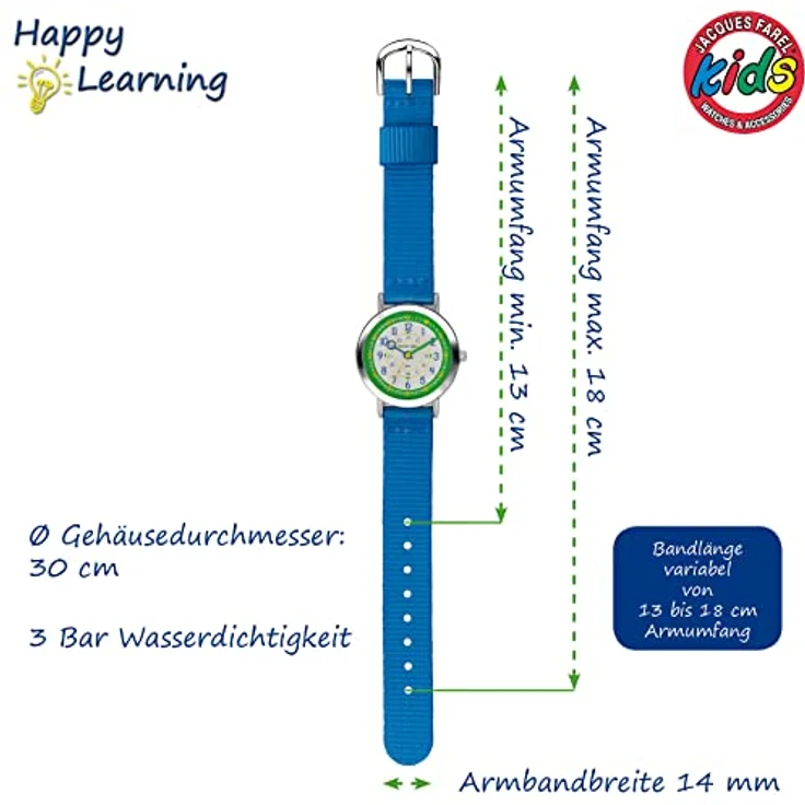 Jacques Farel Quarzuhr Happy Learning, Lernuhr, KOP 03, Blau, Kinderuhr - Preisvergleich – Bild 3