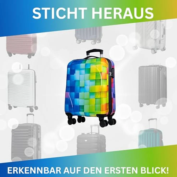 NOWI Hartschalenkoffer klein 56cm – 36L Volumen – 8 Rollen 360° drehbar – Leichter ABS Koffer mit Zahlenschloss & Teleskopgestänge (M, schwarz) – Bild 3