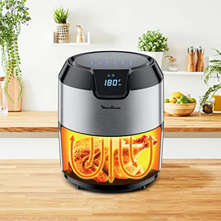 Moulinex EasyFry Deluxe EZ401D Fritteuse ohne Öl für gesunde Zubereitung mit Heißluft, kompaktes Design, Temperaturregelung, Timer, 8 Menüs, Air Pulse Technologie – Bild 6