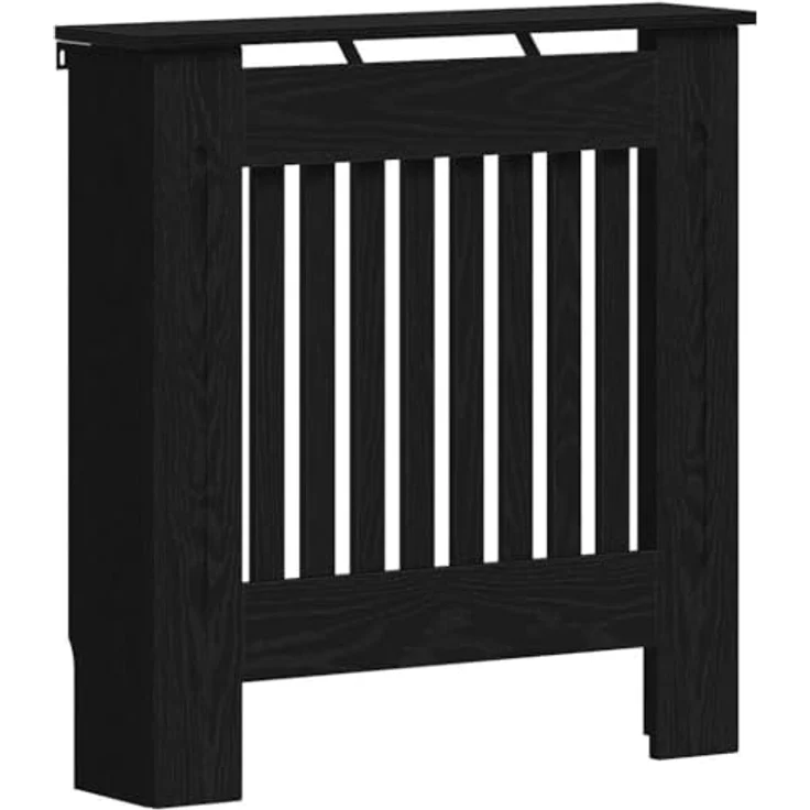 vidaXL Heizkörperabdeckung Schwarz Eichen-Optik, Moderner rechteckiger Heizkörper-Schutz mit vertikalen Schlitzen, kindersicher, 78 x 19 x 81,5 cm – Bild 1