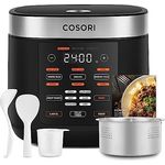 COSORI Reiskocher & Dampfgarer mit Keramik-Innentopf und Fuzzy Logic, 50 Rezepte, 1,8L Fassungsvermögen für 1-10 Personen, Multikocher mit 17 Funktionen, Wärmer, Timer, LED-Anzeige - Schwarz