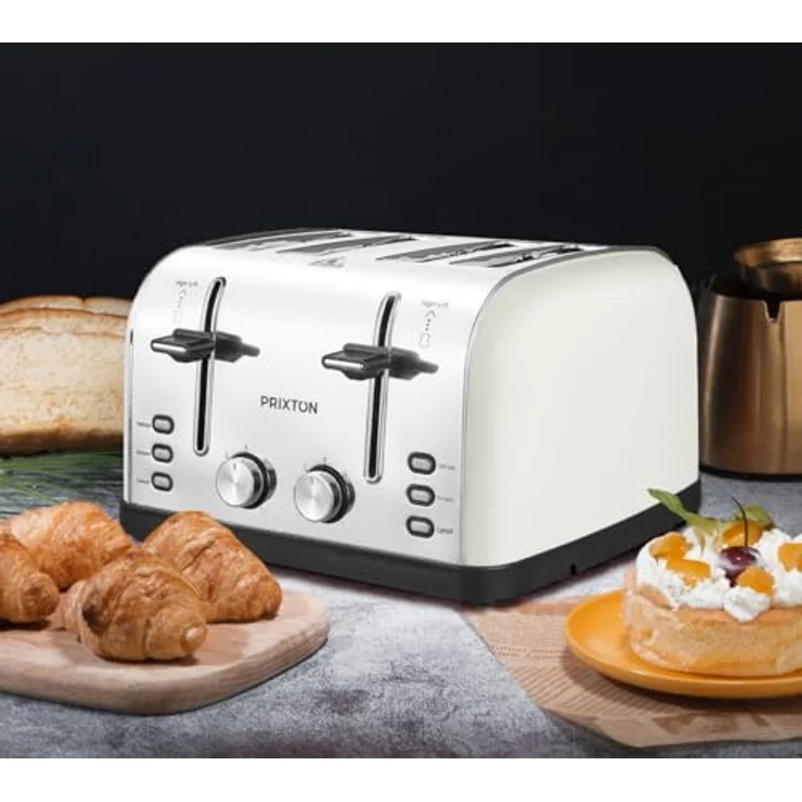 Prixton Bianca 4-Schlitz-Toaster, inkl. Brötchenaufsatz, 1900 W, Edelstahl, 7 Bräunungsstufen – Bild 10