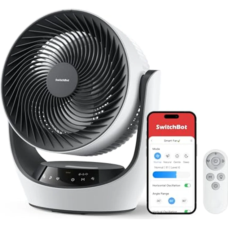 SwitchBot USB Tischventilator, leistungsstarker 24 dB leiser Batterie-Umluftventilator mit 4 Modi und 9-Std-Timer, kompatibel mit Alexa/Google/Siri (Hub erforderlich) – Bild 1