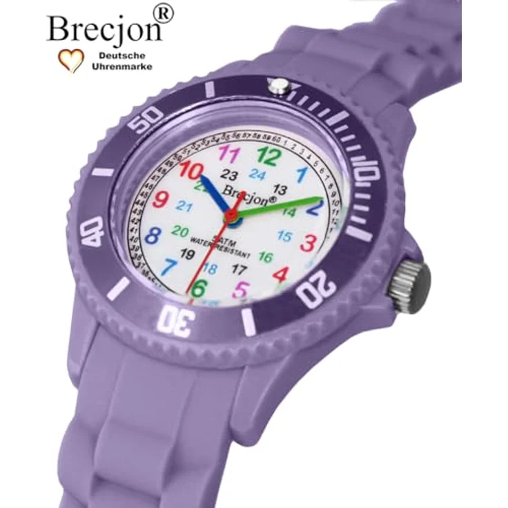 Brecjon Kinder Armbanduhr Jungen Mädchen Lernuhr Silikonuhr Kids 5ATM ...