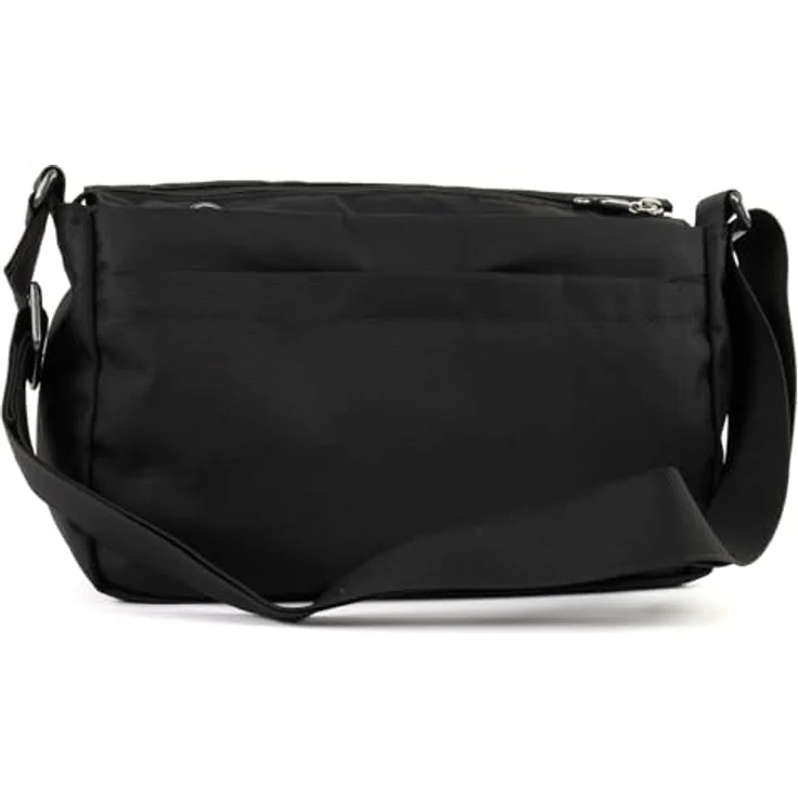 Mandarina Duck MD20 Umhängetasche, modische Damen Tasche aus robustem Nylon und Polyester mit 5 Außentaschen, schwarz, 28 cm – Bild 3