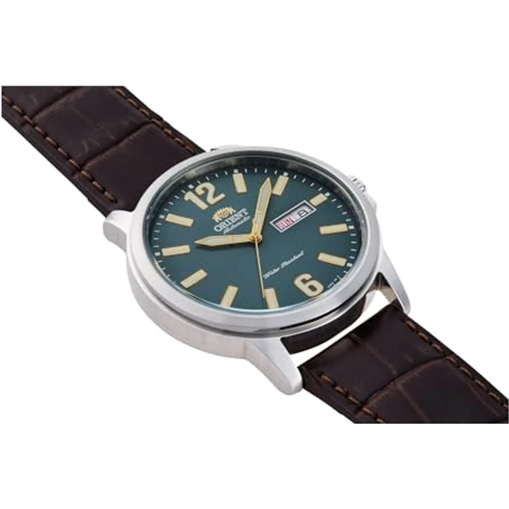 Orient Casual Uhr RA-AA0C06E19B, grün, 42 mm, mechanisches Uhrwerk F6922, braunes Lederarmband, 5 ATM wasserdicht – Bild 3