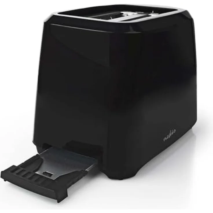 Nedis KABT150EBK 2-Scheiben-Toaster, 700W, 6 Bräunungsstufen, Krümelschublade, Kunststoff, schwarz – Bild 7