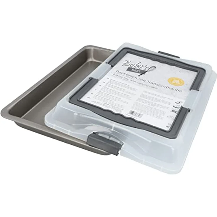 RBV Birkmann Bakers Best Backblech mit Transporthaube, 41,8 x 28,7 cm, Antihaftbeschichtung, Antrazit/Creme