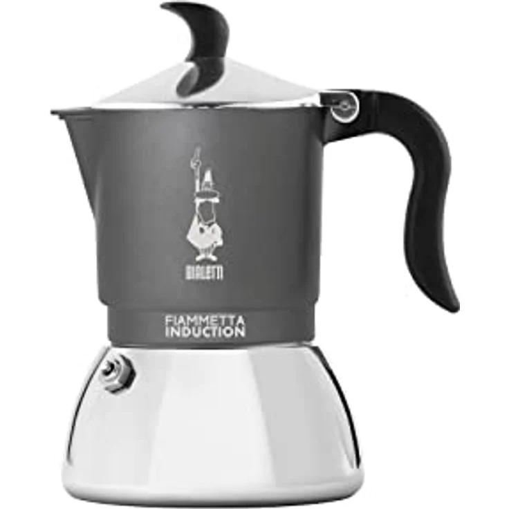Bialetti Fiammetta Ind. 2cups, Induktions-Espressokocher aus Aluminium und Stahl, grau/silber – Bild 1