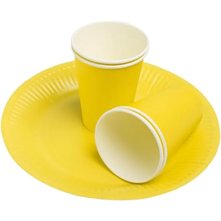 PRO NAPPE Pappbecher Ref. 89119i, 15 Stück à 20 cl, gelb, FSC-zertifiziert und recycelbar, für kalte und heiße Getränke – Bild 2