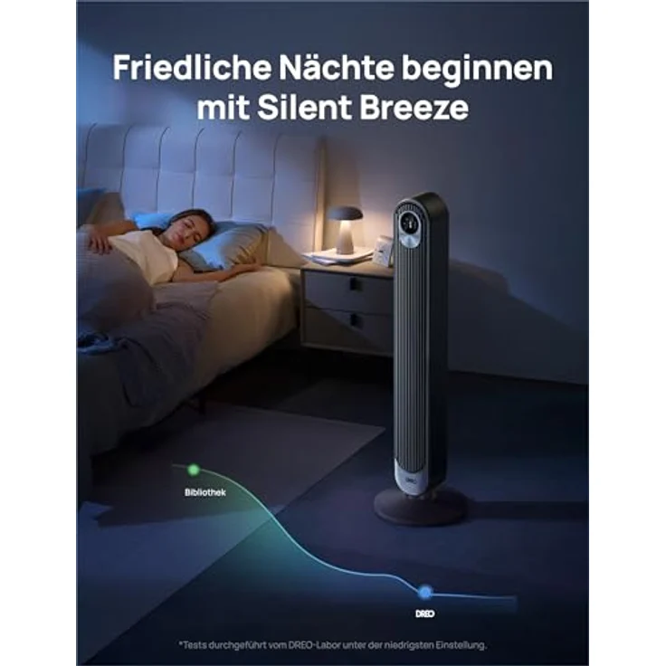 DREO DC Motor Turmventilator, leiser 42 Zoll Ventilator mit 11M Windentfernung, 9 Geschwindigkeiten, 4 Modi, 90° Oszillation und 12H Timer für Schlafzimmer – Bild 3