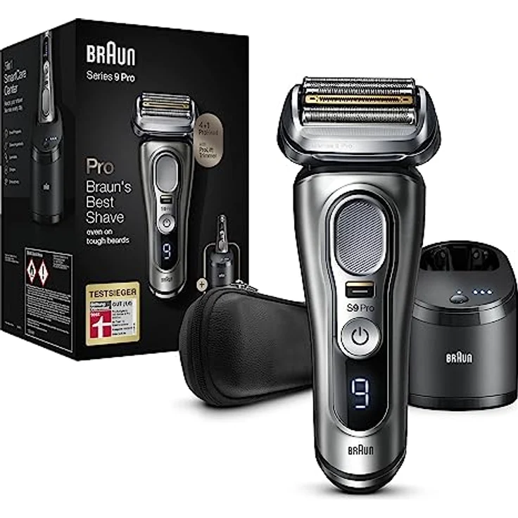 Braun Series 9 Pro Premium Rasierer Herren mit 4+1 Scherkopf, Elektrorasierer & ProLift Trimmer, 5-in-1 Reinigungsstation, 60 Min. Laufzeit, Wet&Dry, Vatertagsgeschenk, 9485cc, noble metal – Bild 1