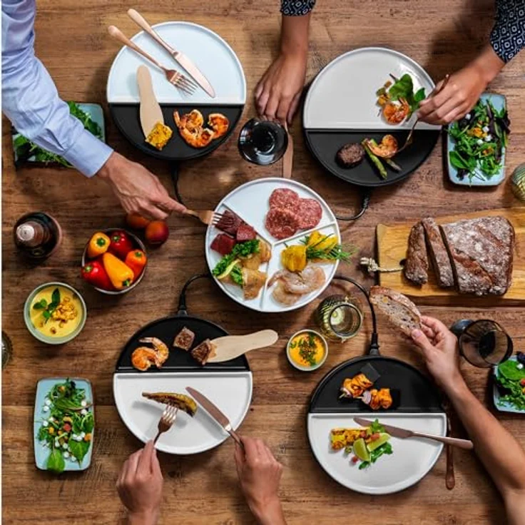Chef's Dinnerparty - Raclette Grill weiß - Elektrogrill - Innengrills & raclettes - Gourmet-Set für 4 bis 5 Personen - Vollständig spülmaschinenfest - Inklusive Aufbewahrungstasche – Bild 2