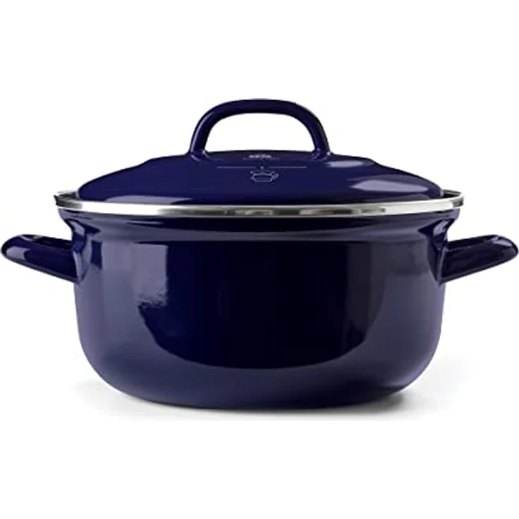 BK Indigo Holländisches Erbe Runde Deutsche Emaillierte Kasserolle mit Deckel mit PFAS-Freier Keramischer Antihaftbeschichtung, 24 cm/4,2 Liter, Induktion, Spülmaschinenfest, Backofenfest, Kobaltblau – Bild 1